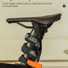 A close-up of a heavy-duty chain lock designed to wrap around a bicycle's handlebars.