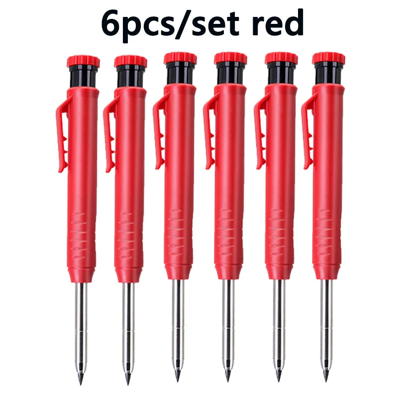 Professional Carpenter Pencils with Built-in Sharpener (Set of 6)