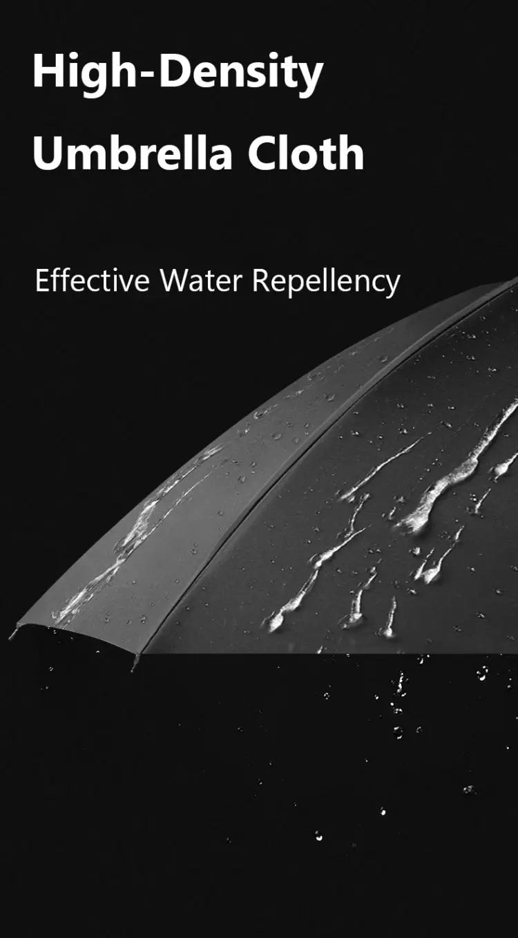 Close-up view of a high-density umbrella cloth demonstrating effective water repellency on the canopy.