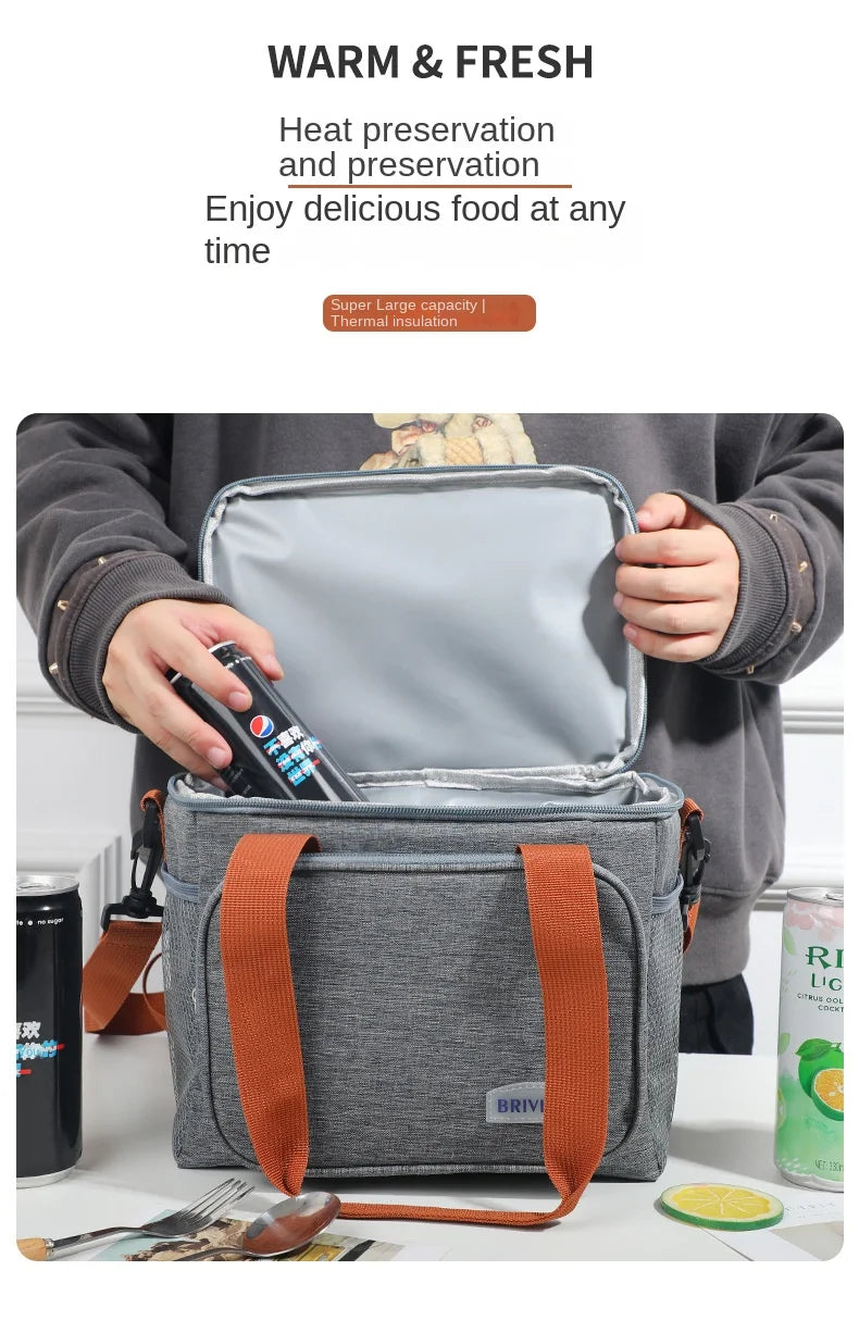 Insulated Double-Decker Lunch Bag with Leakproof Lining
