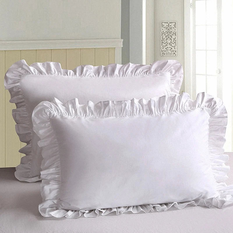 Ruffled Cotton Pillowcase with Elegant Ruffle Trim