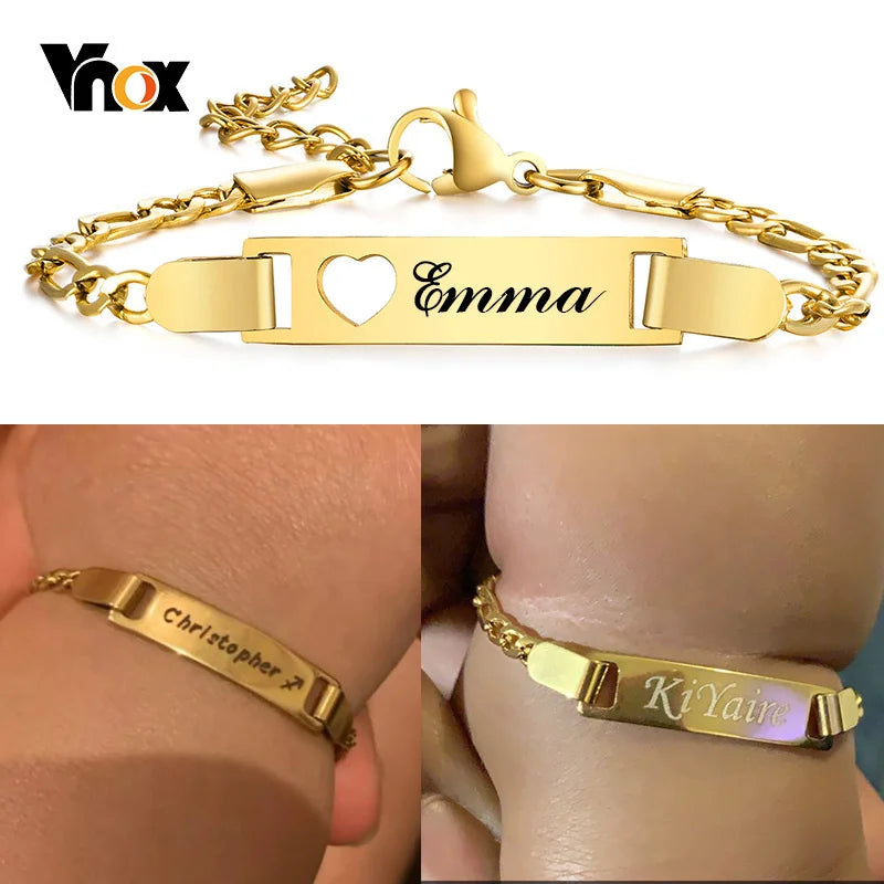 Personalized Stainless Steel Name Bracelet for Baby and Mom