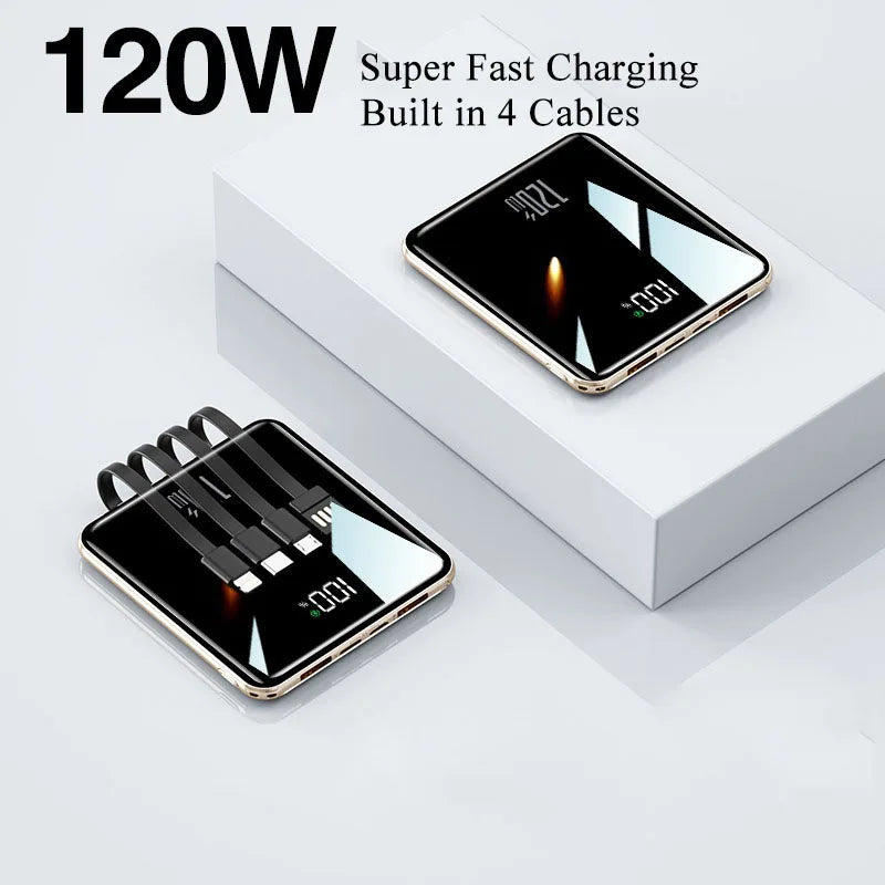 Banco de energía ultra delgado de 20.000 mAh con cables integrados