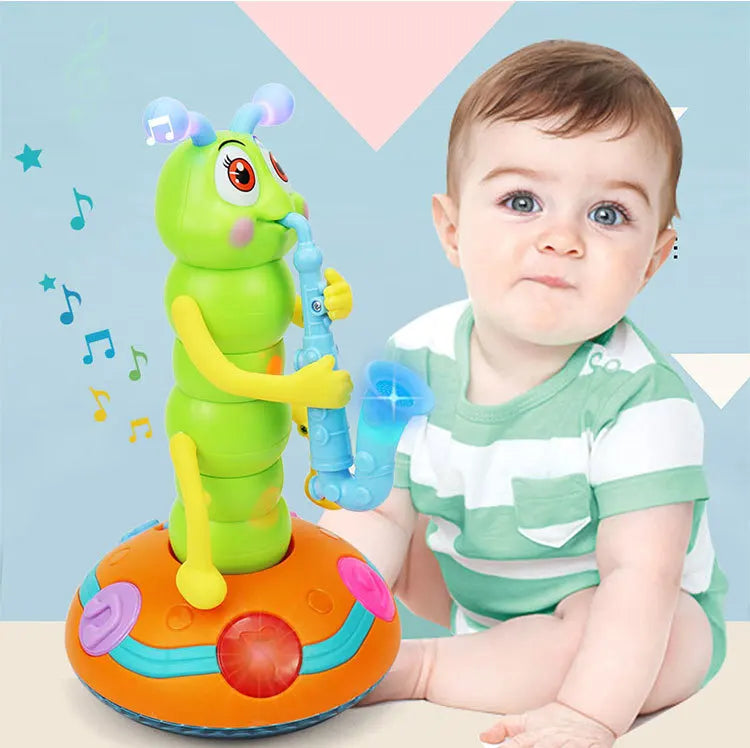 Musical LED Dancing Caterpillar Toy with Saxophone Handle