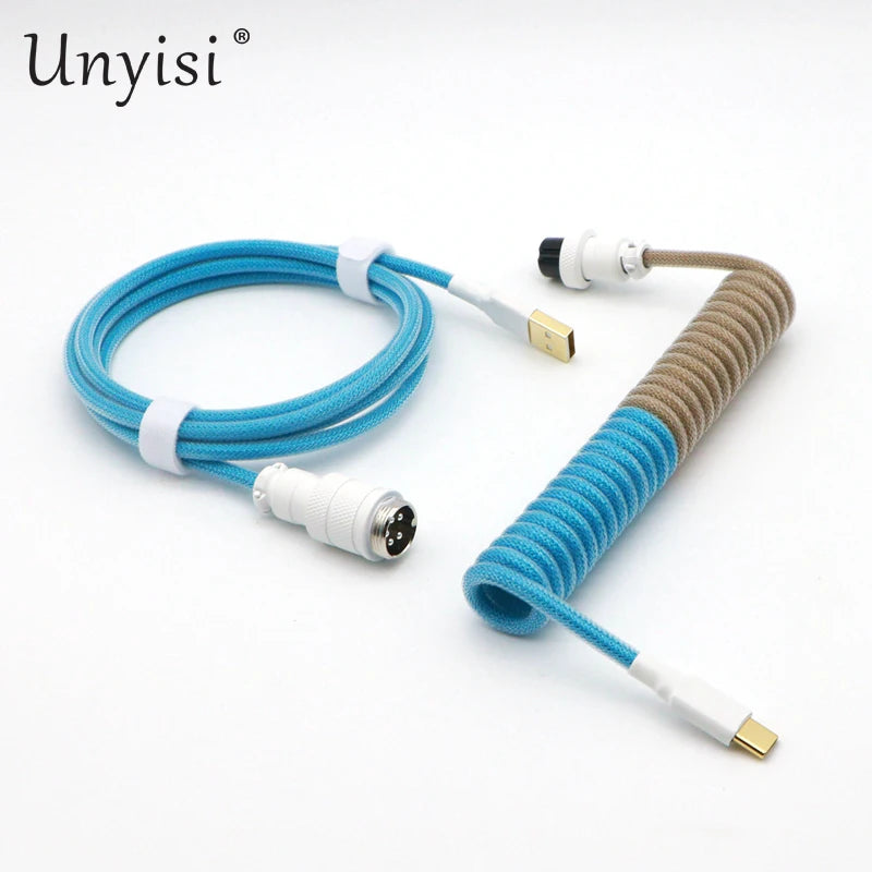 Handcrafted Coiled USB-A to Type-C Cable for Mechanical Keyboards