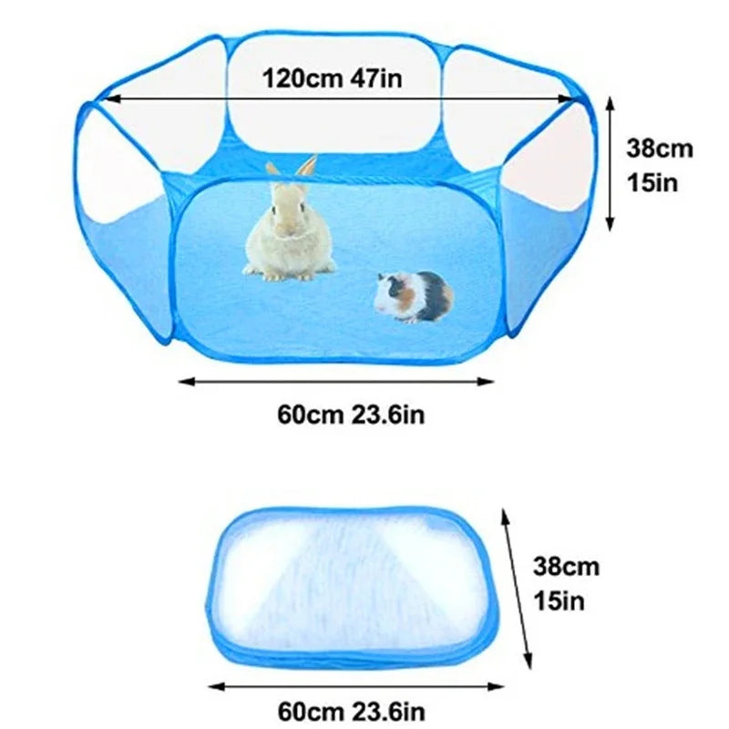 Valla de Juego Plegable y Portátil para Mascotas con Paneles Transparentes