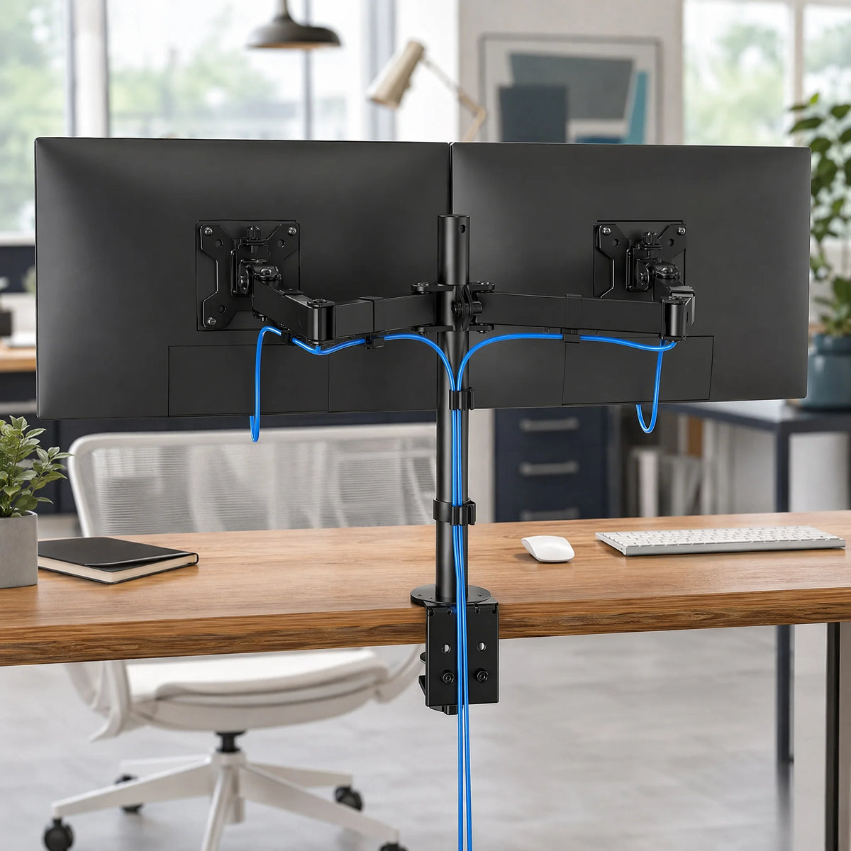 Heavy-Duty Dual Monitor Stand with Full Articulation for Desks Up to 32 Inches