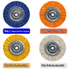 A set of four polishing wheels for angle grinders showing different grits: super-hard, hard, medium, and fine.