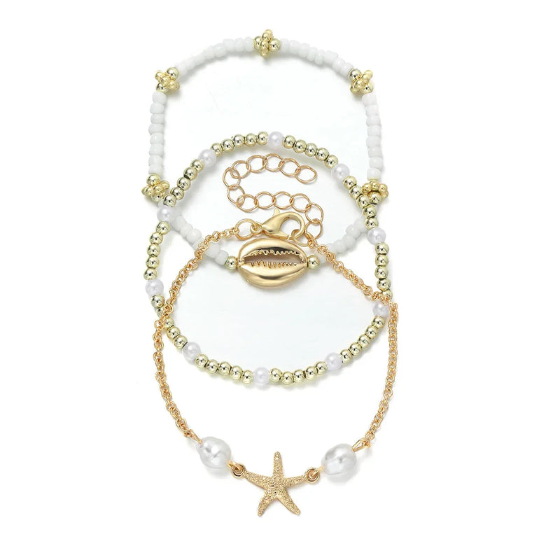 Summer Shell & Pearl Bracelet Set