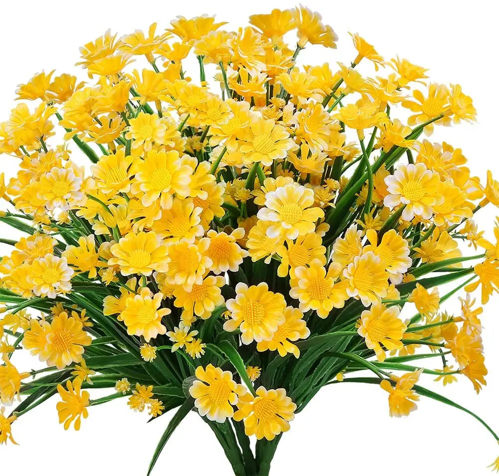 Strang leuchtend gelber, UV-beständiger künstlicher Margeriten für Innen- und Außendekoration.