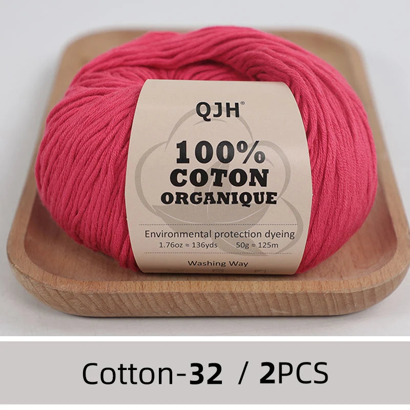 100% Organic Cotton Yarn for Knitting and Crocheting (2-Pack)