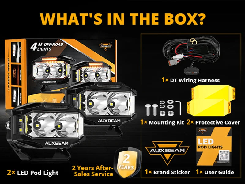 4 Inch LED Driving Lights with Amber DRL and Side Shooter