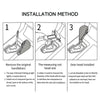 Three steps showing how to install a gear shift knob using a measuring rod and a caliper