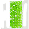 A rectangular set of 100 transparent green acrylic D6 dice for tabletop role-playing games and board games.