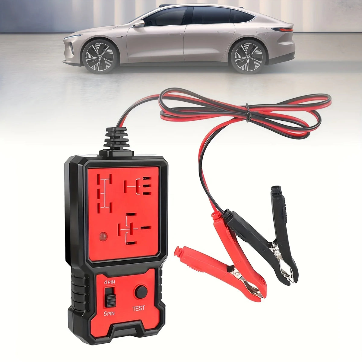 Universal Automotive Relay Tester with Battery Clamp
