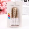 Spiral Birthday Cake Candles, Set of 6 Long Thin Decorative Candles for Cakes and Desserts