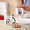 Taza de café de cerámica con tapa y cuchara