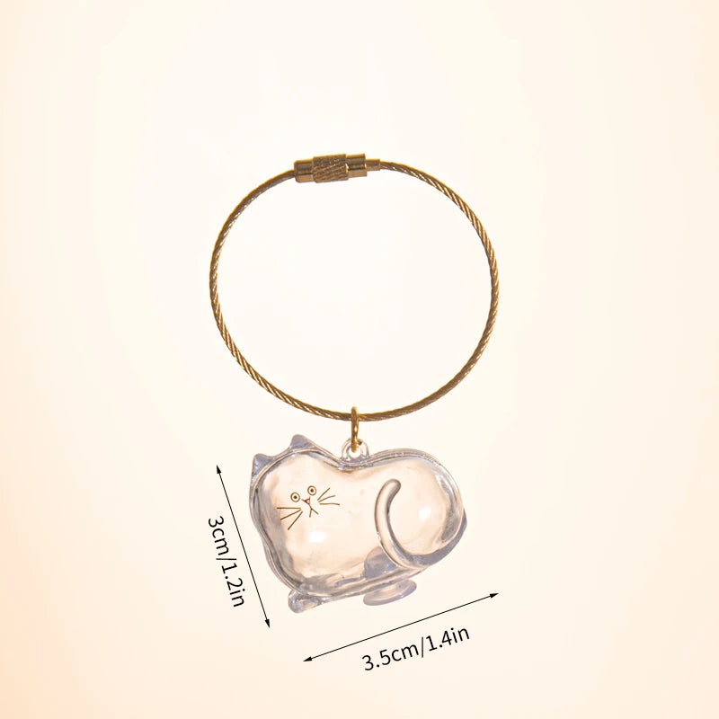 Pet Fur Memory Keychain with Cat-Shaped Capsule
