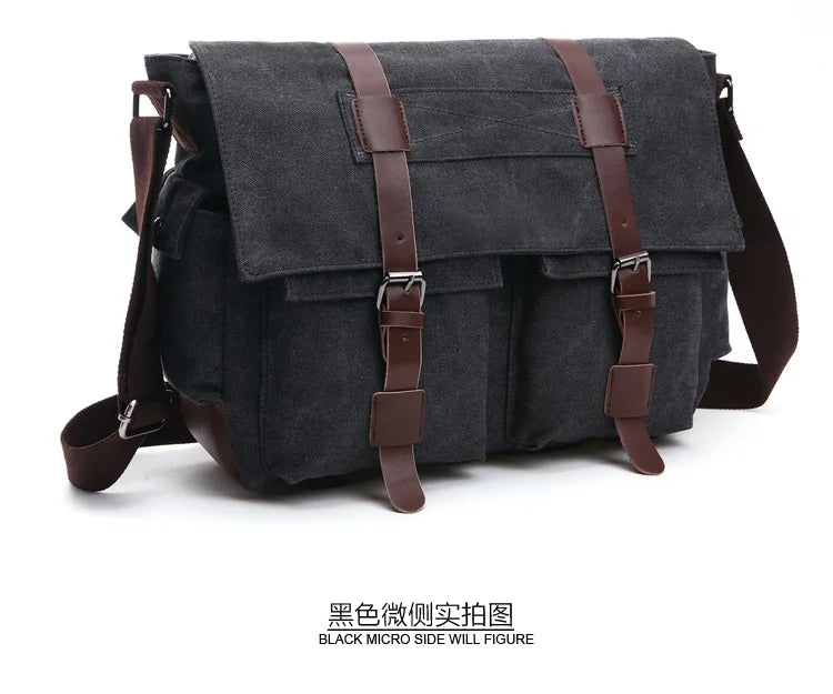 Vintage Canvas Messenger Bag for Men – Retro Crossbody Shoulder Bag