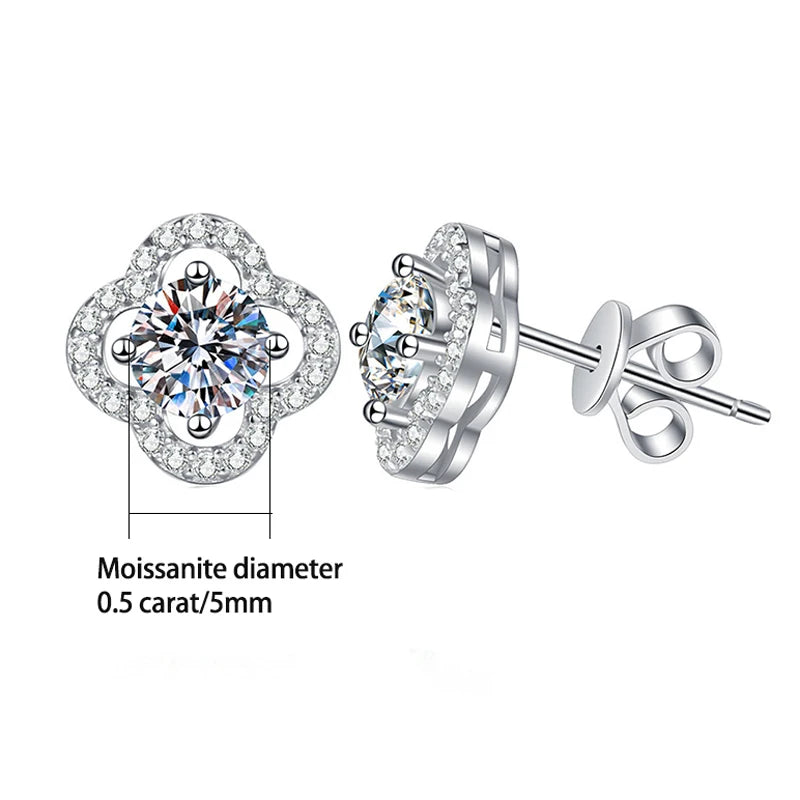Four-Leaf Clover Moissanite Stud Earrings