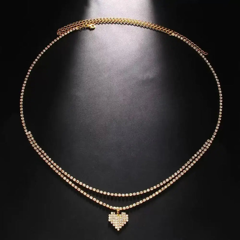 Rhinestone Water Drop Waist Chain
