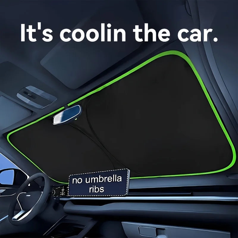 No-Drill Windshield Sunshade with Storage Pouch