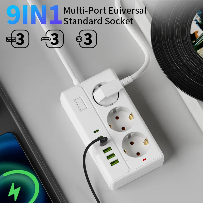 Mehrfach-Netzadapter mit USB-Laden
