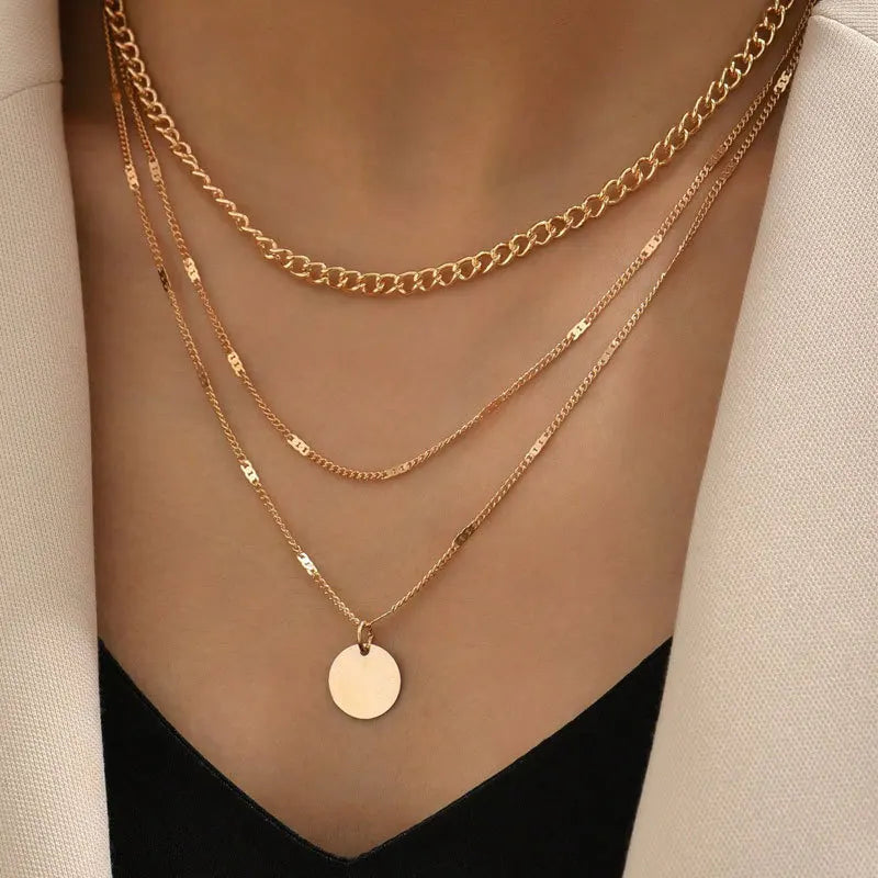 Layered Crystal Heart & Star Pendant Necklace