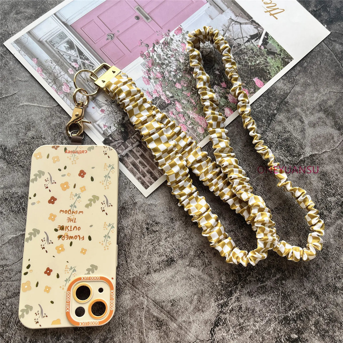 Elegant Gold Keychain Lanyard with Adjustable Neck Strap