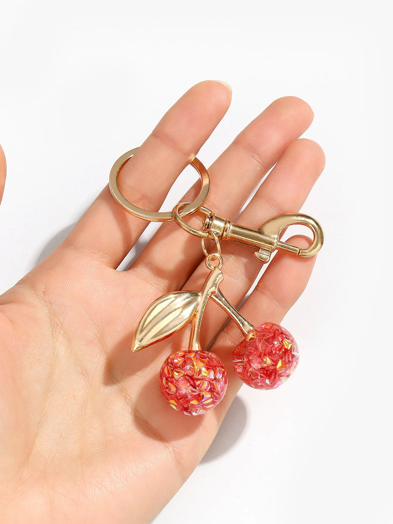 Crystal Cherry Keychain with Lobster Clasp