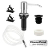 Stainless steel liquid soap dispenser with a clear silicone extension tube and pump head