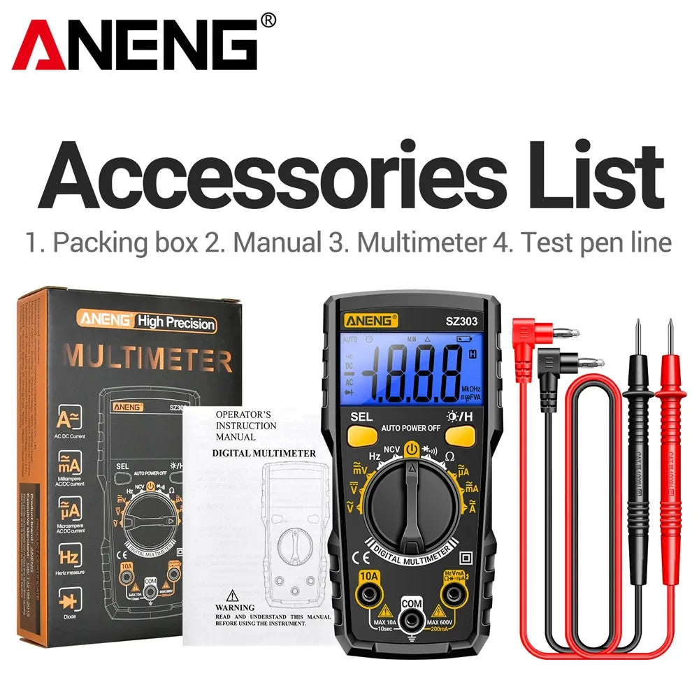 Digital Multimeter with NCV, Auto-Ranging and LCD Backlit Display