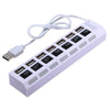 Weißer 7-Port-USB-Splitter-Hub mit Ein-/Ausschaltern und Kabel