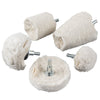 A set of cotton polishing buffing wheels with 1/4 inch shank for use with a drill.