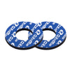 A pair of blue and black universal dirt bike handlebar grips.