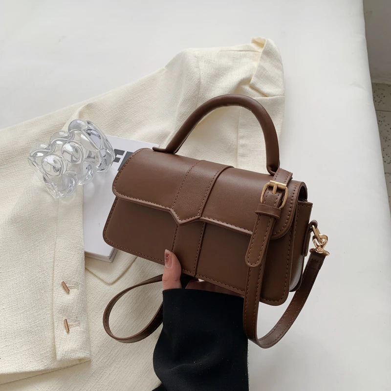 Vintage-Style PU Leather Crossbody Bag