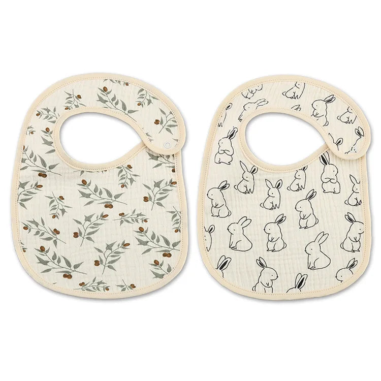 Soft Cotton Baby Bibs with Waterproof Backing – Set of 2