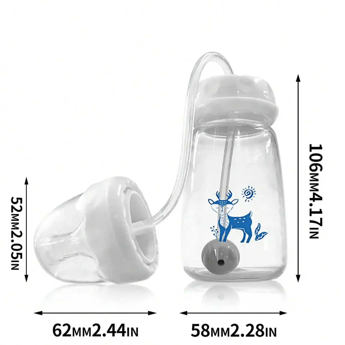 Hands-Free Self-Feeding Baby Bottle with Straw Brush (150ml)