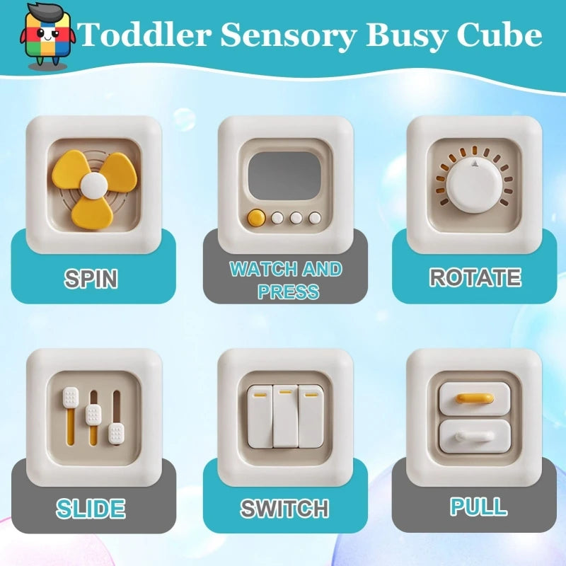 Montessori 6-in-1 Activity Cube for Toddlers – Sensory Busy Board & Learning Toy