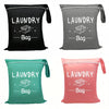 Three colored portable waterproof laundry bags labeled Laundry Bag for travel gym and beach use