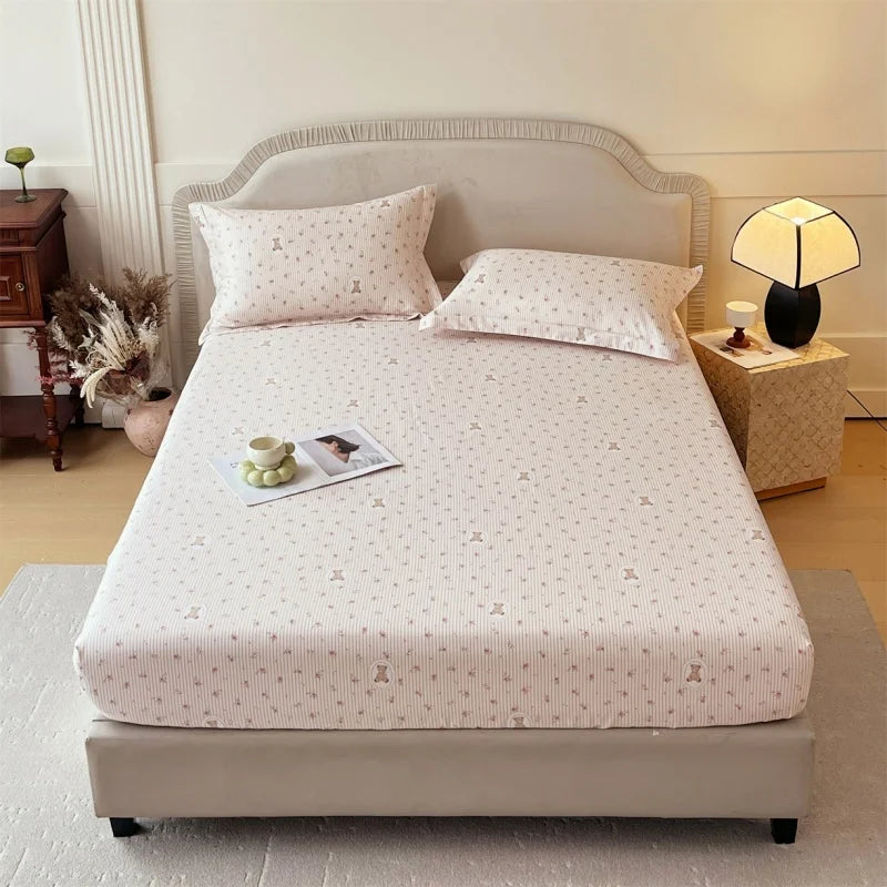 Floral 100% Cotton Fitted Sheet with Elastic Edges