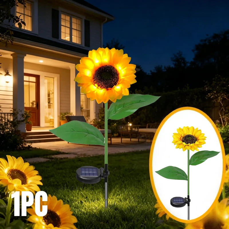 Solar-Powered LED Sunflower Garden Lights