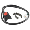 Black electrical cable with a red push button and a connector for a universal motorcycle handlebar kill switch