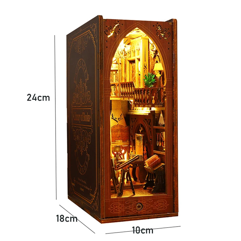 DIY Wooden Book Nook Kit with LED Lighting