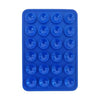 A blue silicone suction cup phone mount with multiple holes for hands-free viewing.