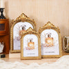 European Retro Arch Photo Frame with Golden Lace Design