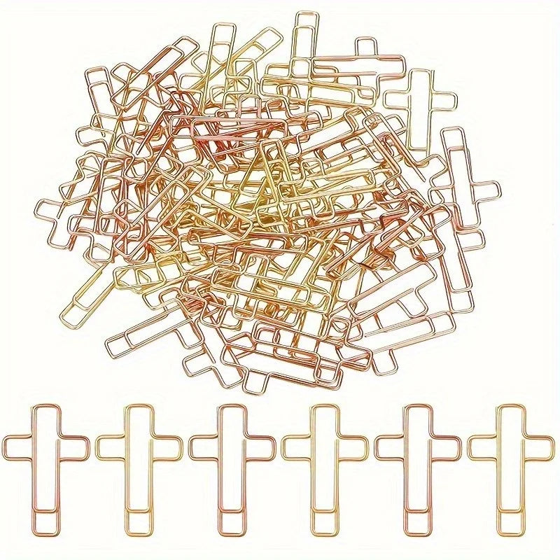 Elegant Gold & Rose Gold Cross Paper Clips – 20 Pack