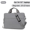 Grey waterproof nylon laptop sleeve bag with padded straps for 14-15 inch laptops