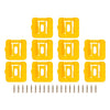 A set of yellow wall mount battery holders for Dewalt 20V DCB200 and DCB203 batteries.