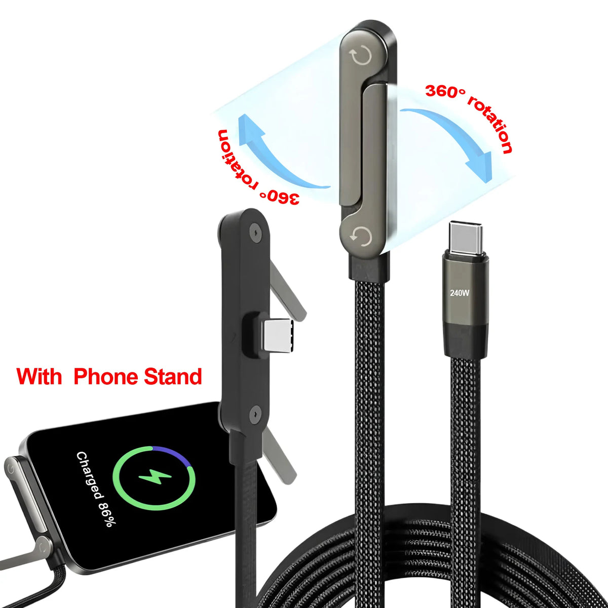 2-in-1 Foldable Charging Stand with Fast-Charge Cable